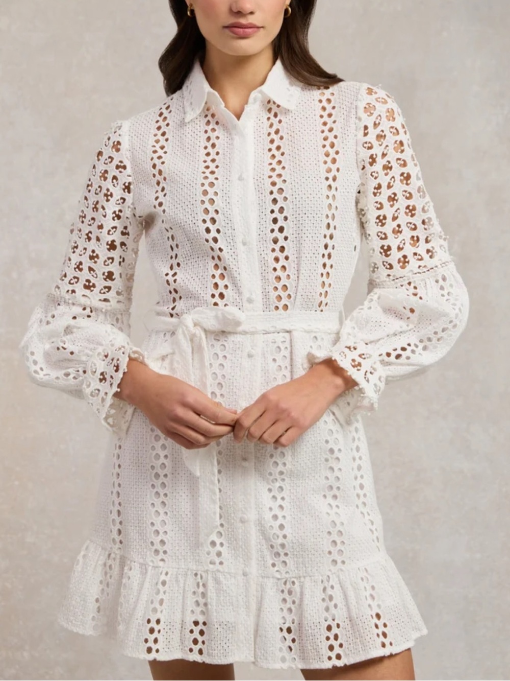 Holland Cooper Broderie Lace Dress White 16 US12